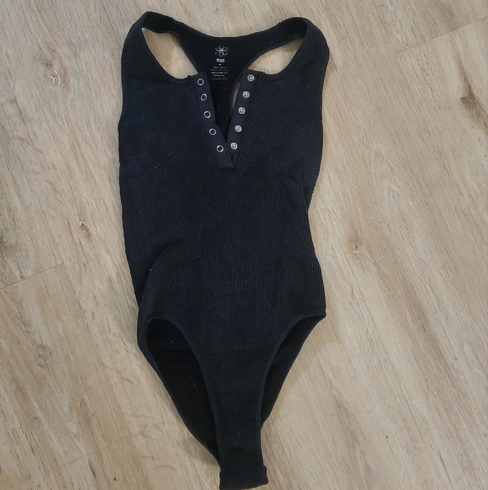 Black Ribbed Bodysuit